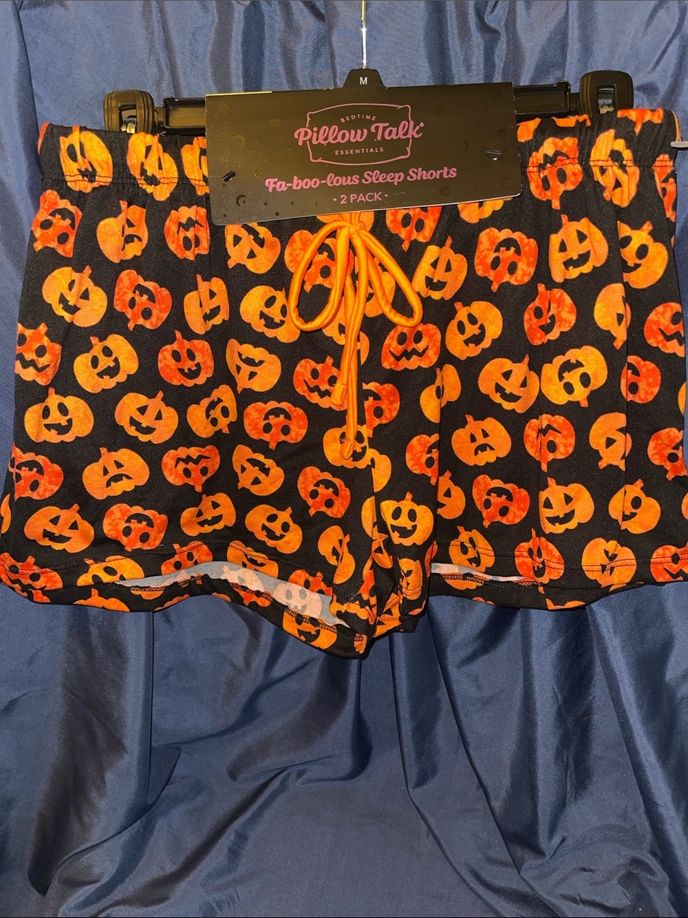 Women's 2-Pack Halloween Pumpkin Sleep Shorts - Black & Orange